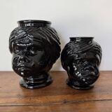 2 têtes en verre représentant des Maures