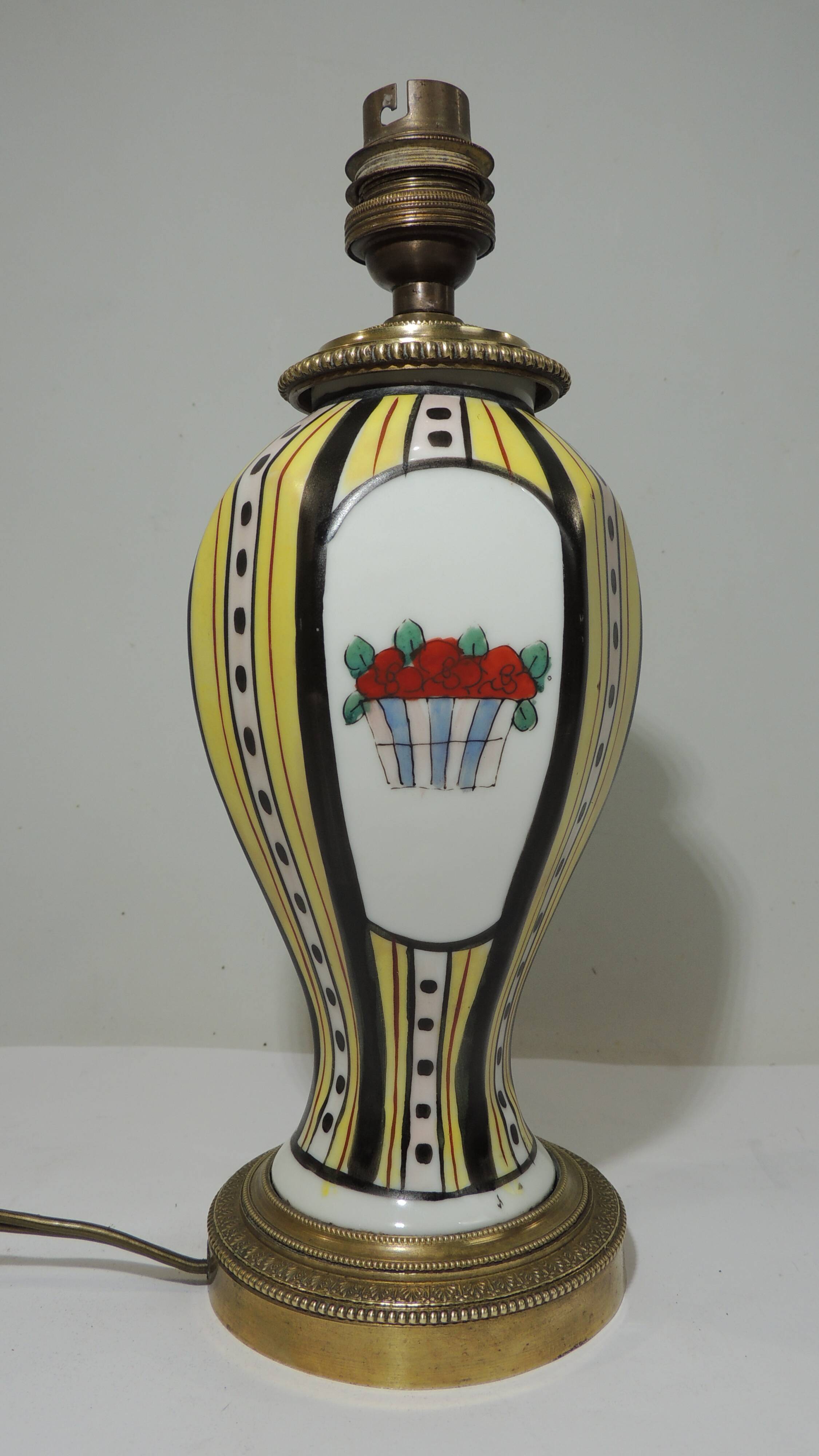 1930s ceramic lamp and bronze/vintage frame