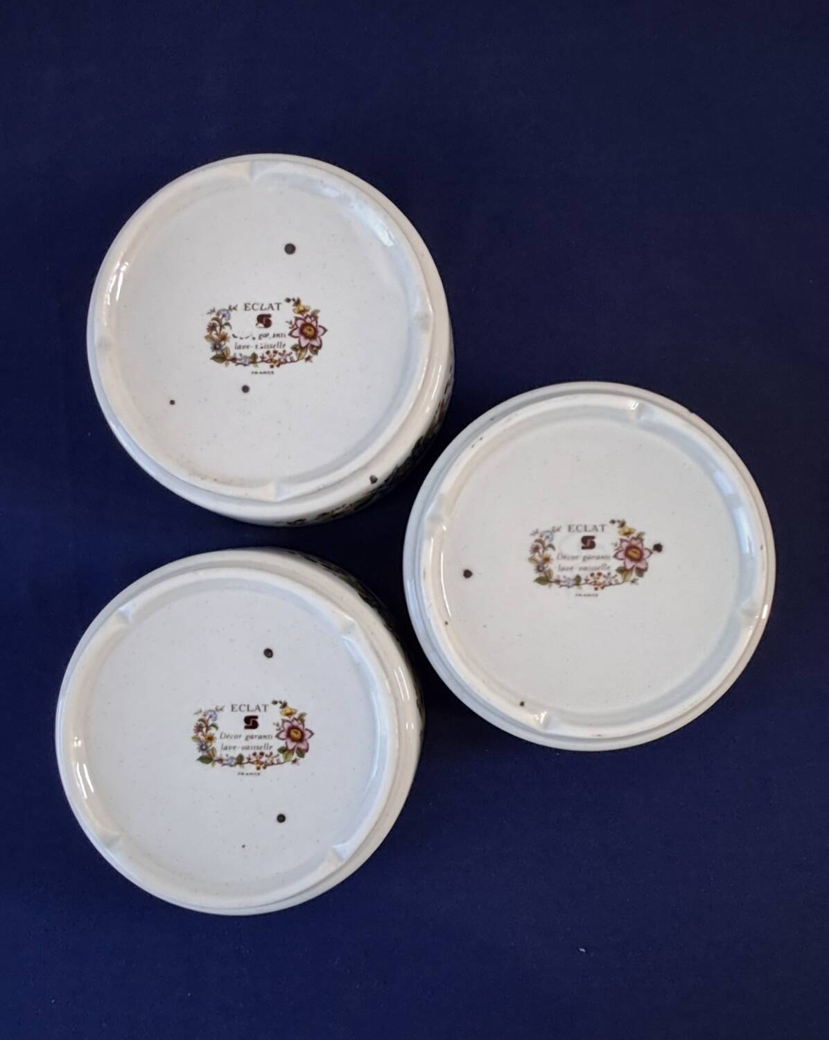 Set of 3 bowls in the Éclat model from Sarreguemines. 1960s.