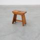 Rustic Pine Stool with Cut-Out Trestle Legs, Sweden, circa 1920