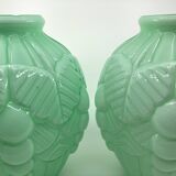 2 vases Art Déco en opaline verte • Circa 1920/30