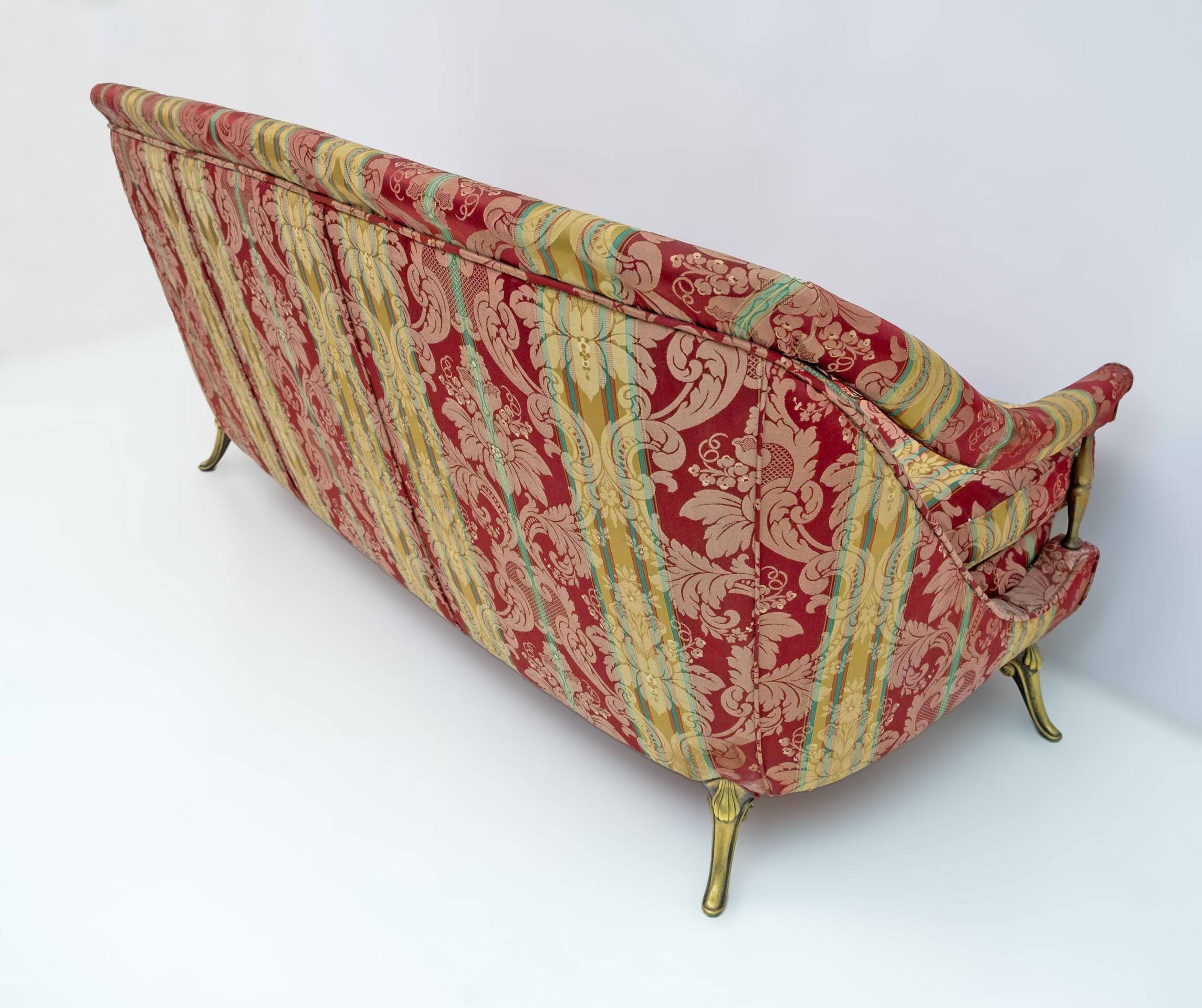 Art Dèco Style French Brass And Fabric Sofa, 1950s
