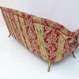 Art Dèco Style French Brass And Fabric Sofa, 1950s