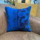 Asymmetric Blue Turkish Rug Pillow, 16x16 Square Wool Cushion Cover