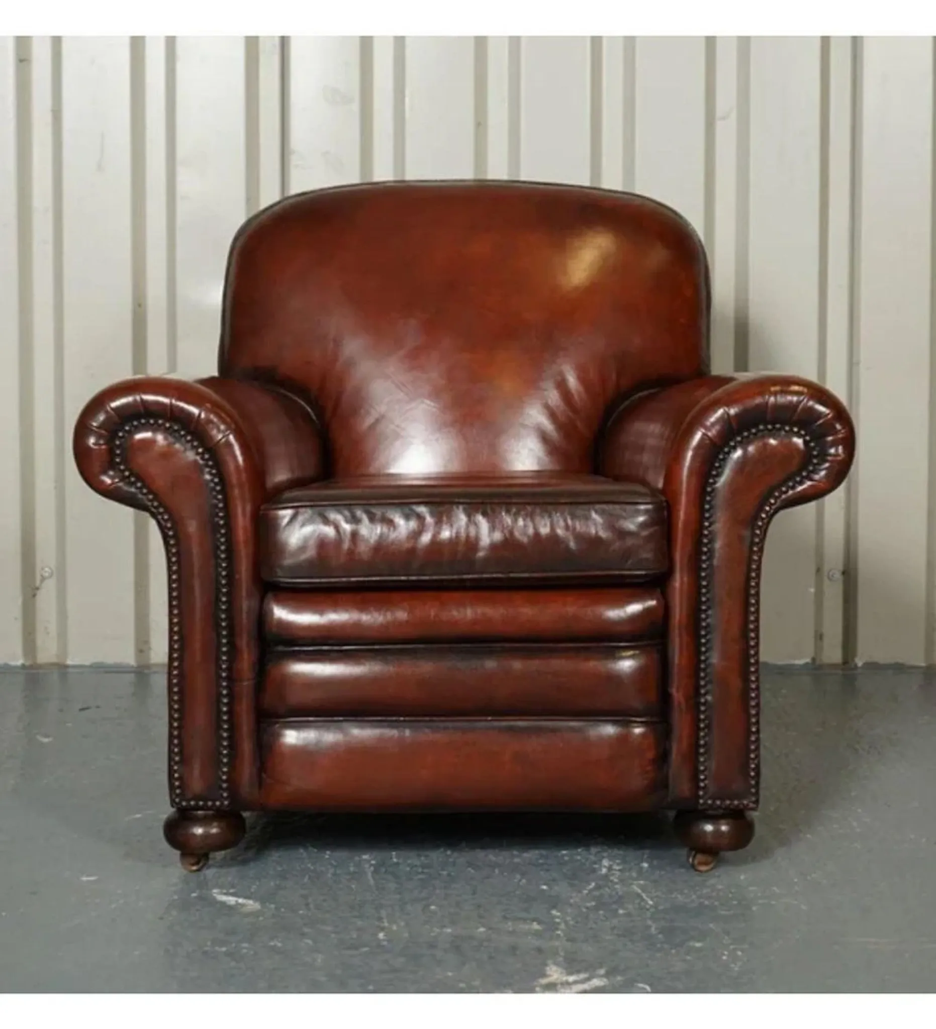 Victorian Leather Armchairs and Sofa in Burgundy, Set of 3