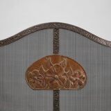 French Art Deco wrought iron fireplace screen with 3 panels