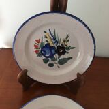Set of 2 old painted terracotta plates enamelled