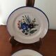 Set of 2 old painted terracotta plates enamelled