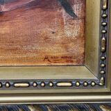 Landscape signed "Poppies". Oil on canvas.