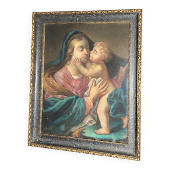 Large painting "Virgin and Child", pastel