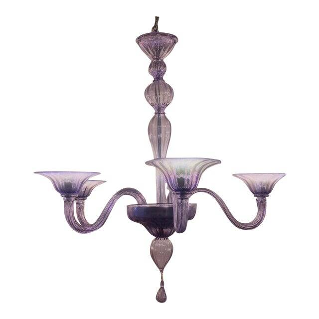 Italian Handmade Murano Style Glass Chandelier in Light Violet