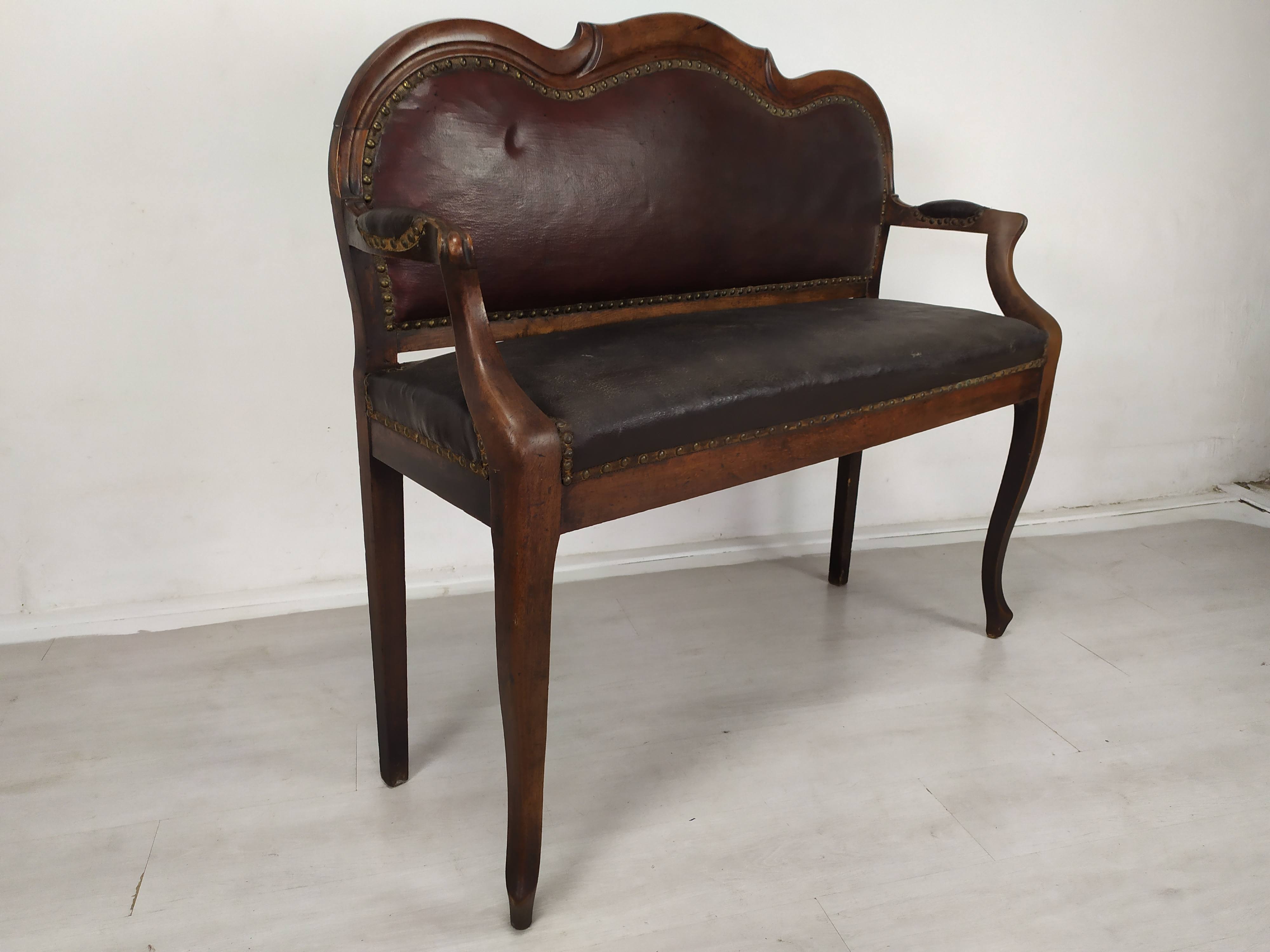 Leather bistro bench