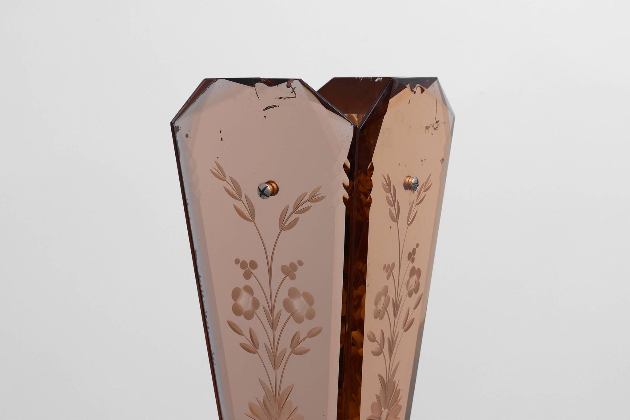 Art Deco Vase in Glass, Mirrored Glass and Wood, France 1920s
