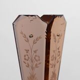 Art Deco Vase in Glass, Mirrored Glass and Wood, France 1920s