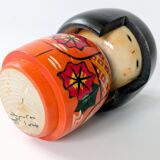 Vintage Japanese kokeshi doll, hand-painted wood