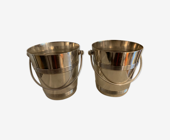 Pair of luc Lanel Christofle Gallia silver metal ice buckets 1940 | Selency