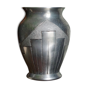 Vase Art Déco en aluminium martelé