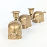 Trio of Elephant Parade Candlesticks | Brass | 1960s
