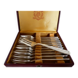 12 Vintage silver plated metal dessert forks by Saint Médard goldsmith 24 grs