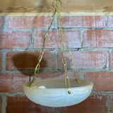 Antique Pendant Light Dome Molded Glass + Vintage Gold Metal