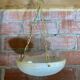 Antique Pendant Light Dome Molded Glass + Vintage Gold Metal