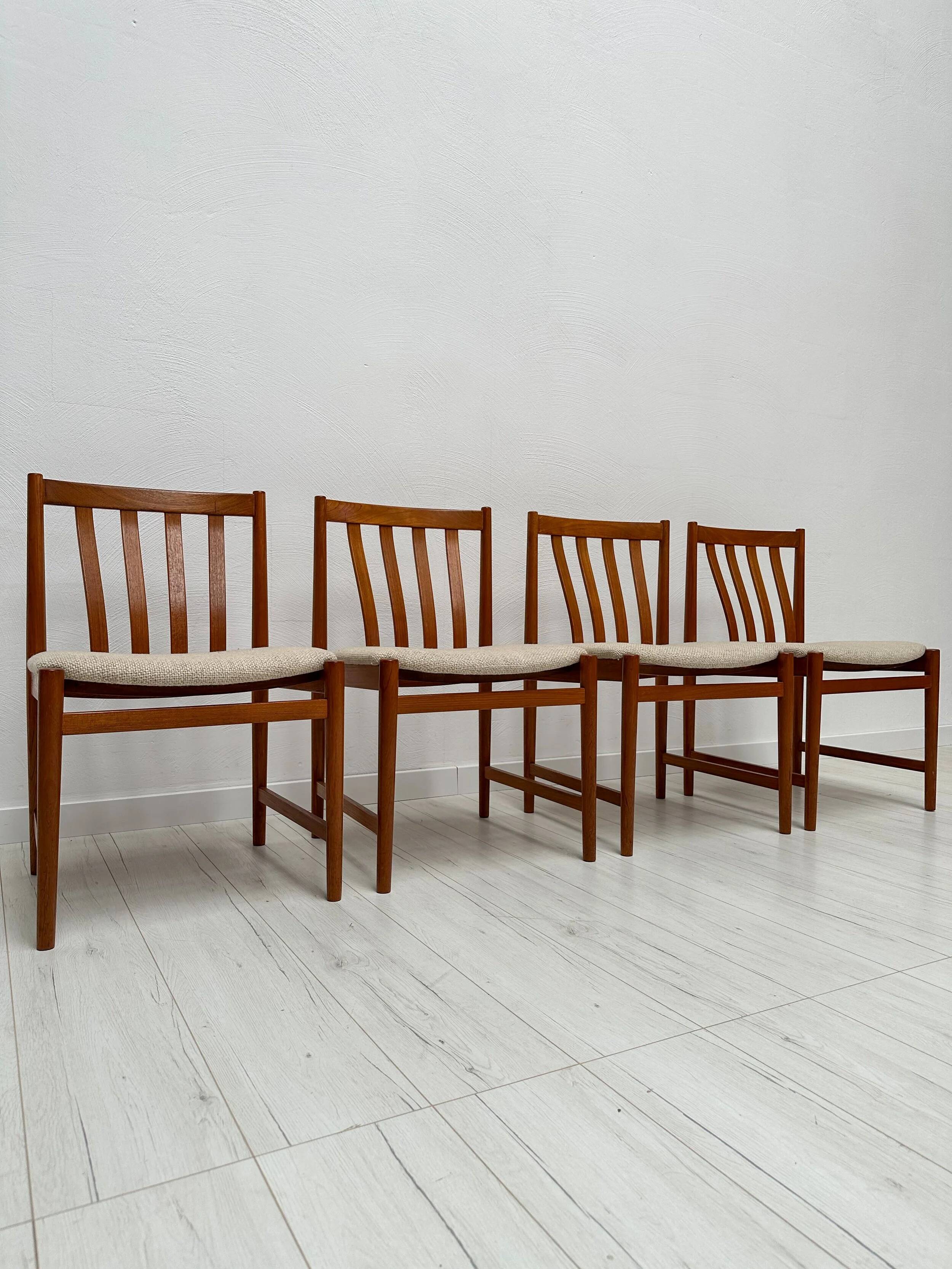1960s Set of 4 Vintage Teak Dining Chairs by Slagelse Møbelværk