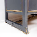Double-bodied sideboard in grey lacquered wood - one pair available (B)