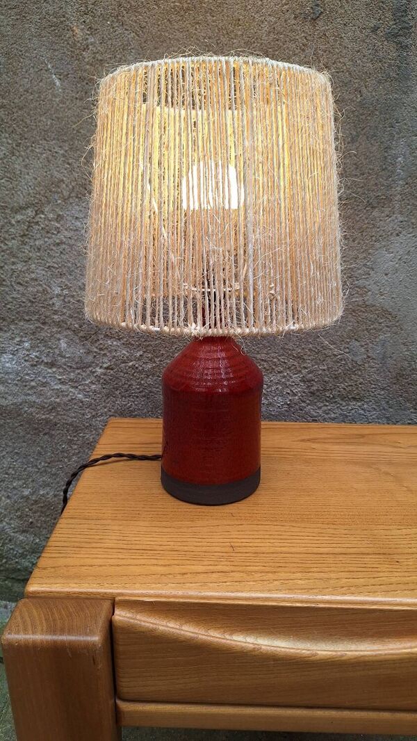Lampe en céramique danoise Belka abat jour en corde