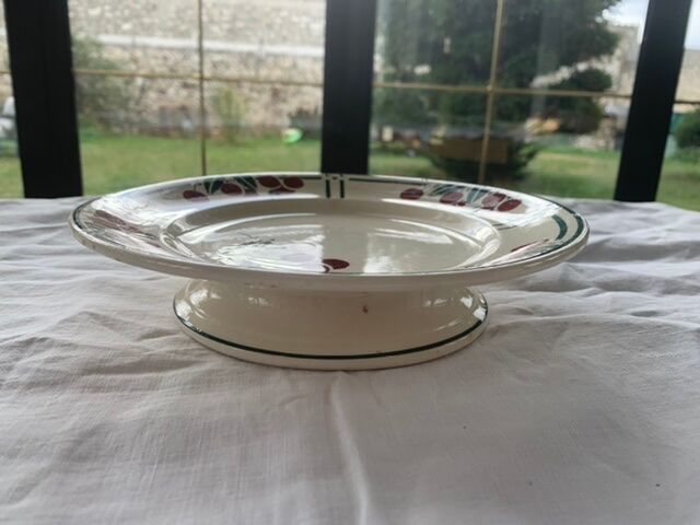 Compotier art deco cherries, longwy model the merises