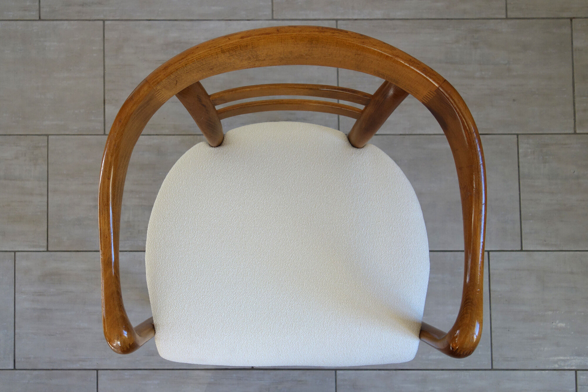 Vintage wooden armchair and thin buckle