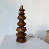 1950s turned oak wood table lamp