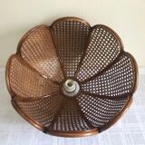 Suspension fleur rotin