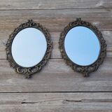 2 miroirs ovales anciens en métal