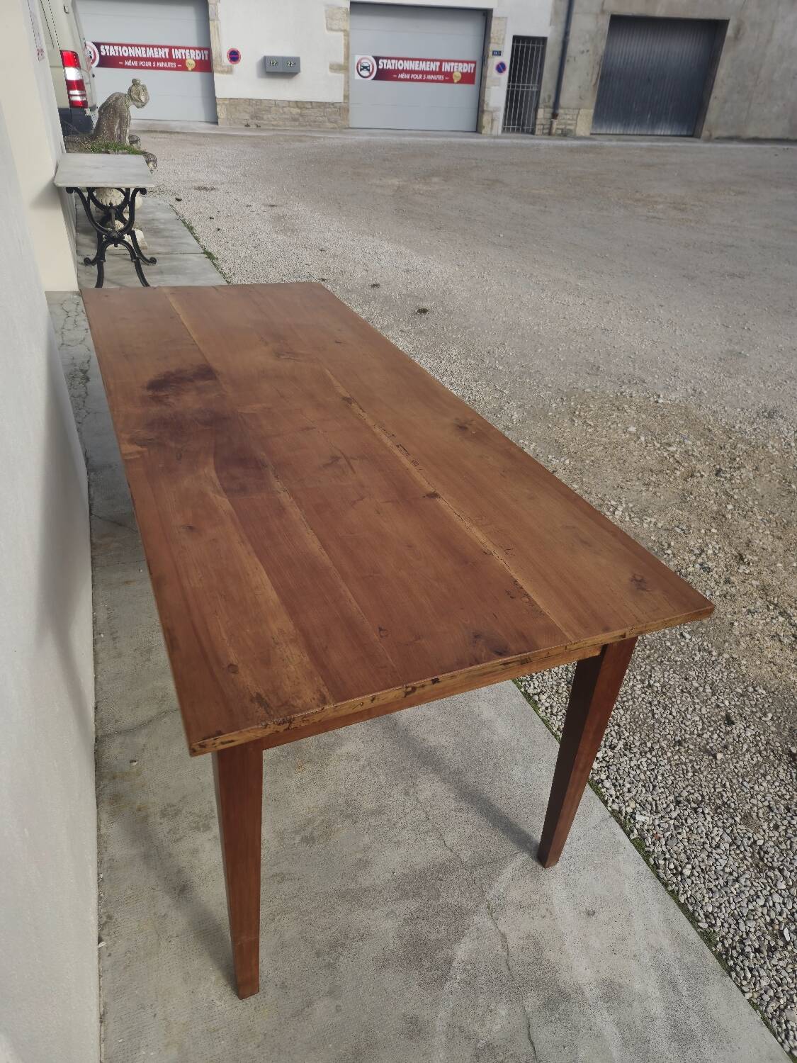 Rustic farmhouse table in solid cherry wood 19th century - 1m91.5