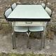 JPP pale green formica table, 4 chairs, 1 stool, 1950s