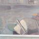 Tableau peinture gouache bord de rivière en Bretagne, vintage