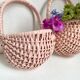 Vintage wall pans in woven wicker