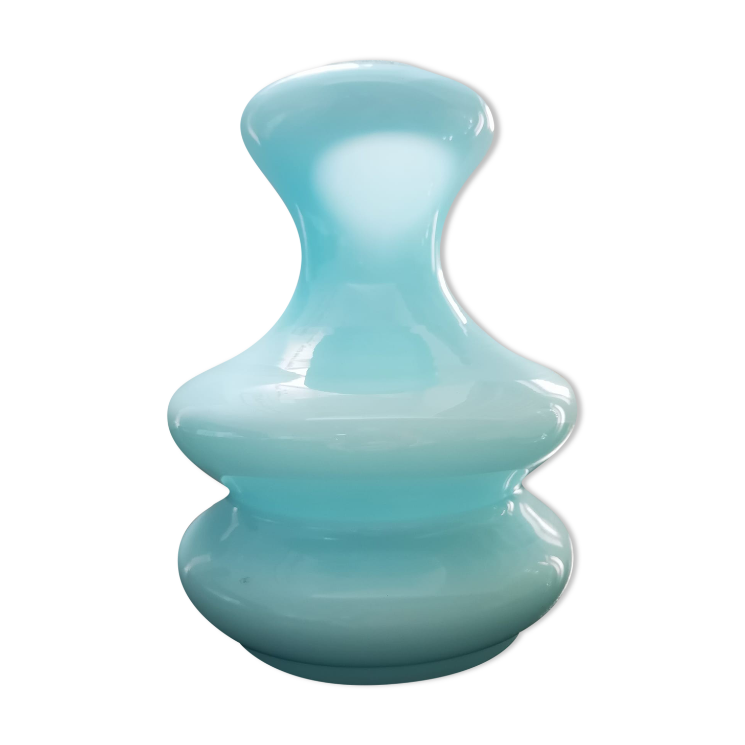 Abat-jour bleu tulipe globe verre design 1970 pop-art vintage