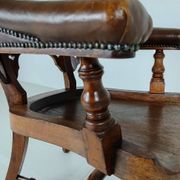 Chaise de bureau victorienne en acajou et cuir