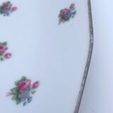 Porcelain serving dishes with small flowers and silver edging and