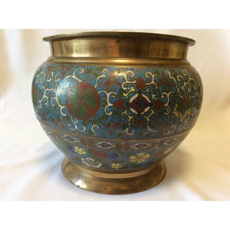 Japan superb cloisonné cache pot with DAIMYO TOKUGAWA clan crest, 19th century Edo Nippon