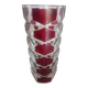 Vase - 3-sided faceted overlay ruby red - 24cm moulded crystal glass