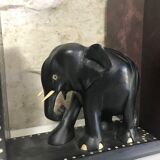 Wooden elephant bookends blackened around 1930