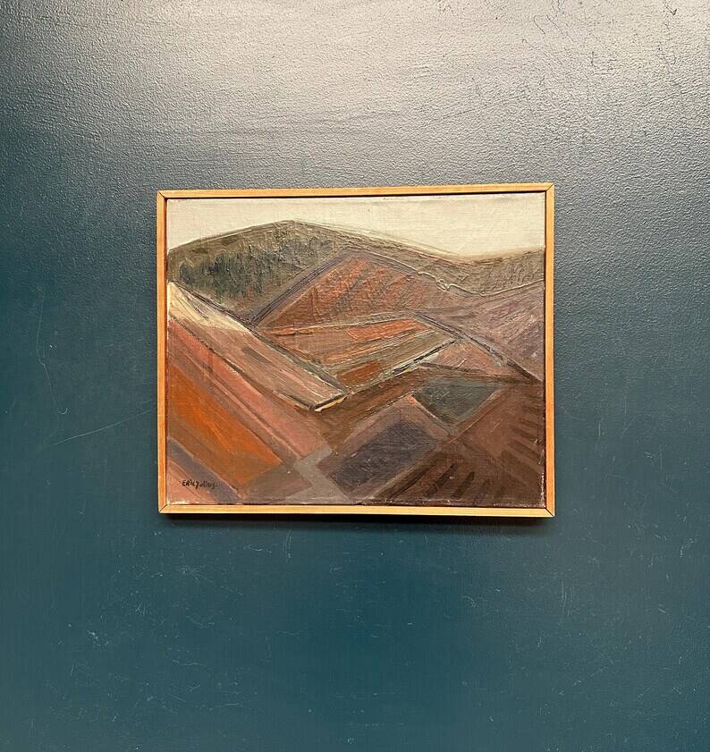 Original Swedish Oil on Canvas – “Glumslövs Backar” by Eric Julius – Signed – Vintage & Framed – 49 × 41 cm