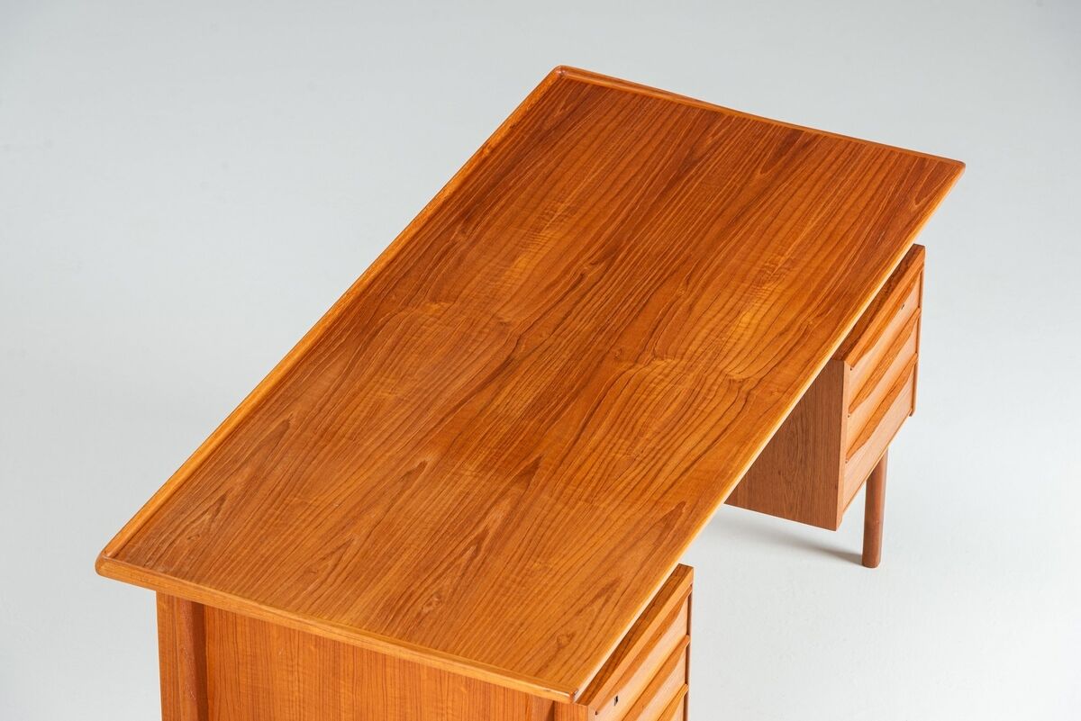 Peter Lovig free standing writing desk in teak Denmark 1960