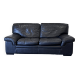 Vintage Roche Bobois sofa – Soleil Noir model – patinated black leather – 2-seater