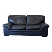 Vintage Roche Bobois sofa – Soleil Noir model – patinated black leather – 2-seater