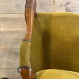 Voltaire armchair yellow velvet 19th century mahogany