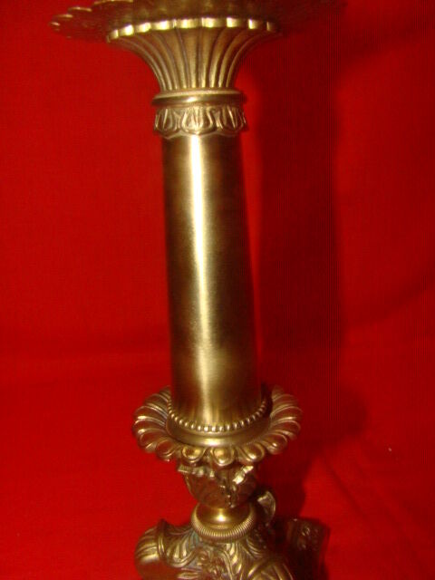 Bronze and solid brass candlestick from the "Restoration" period, electrified.