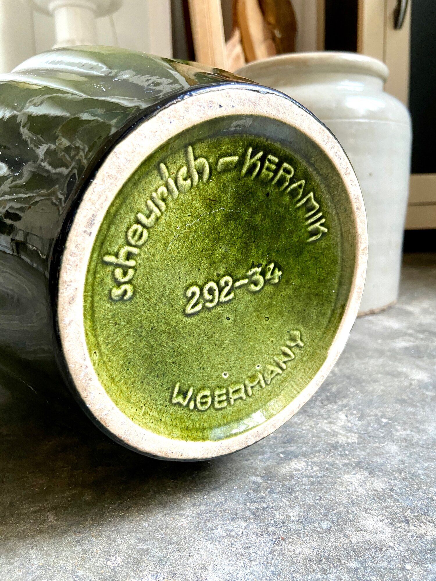 W. Germany vase in brown and green glazed ceramic